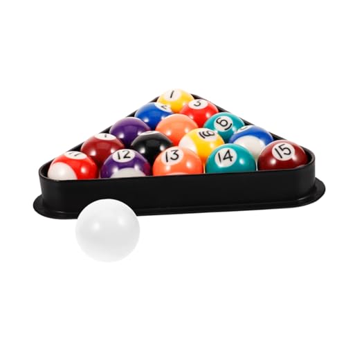 Toyvian Juego De Billar Infantil 17 Piezas Mini Bolas De Billar De Resina Coloridas con Triángulo Y Estante Pequeño para Entrenamiento Y Diversión Segura En Casa Escuela