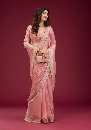 Image of Women's And Girl's Heavy Sequins Work Georgette Saree with Blouse (Wedding-Sequins-Party-Saree)