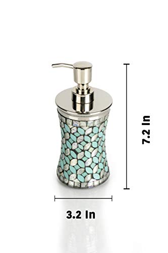 nu steel (Set of 4) Sea Foam Bath Accessory Set in Aqua Blue/Silver Glass Mosaic/ Stainless Steel for Bathrooms & Vanity Spaces - Image 2