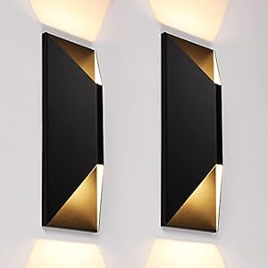 LEONLITE Dimmable LED Up Down Wall Light, 100-277V, CRI 90+, UL Listed IP65 Waterproof, 10%-100% Dimmable for Commercial Outdoor, 14 Inch Modern Porch Light, 1600LM 3000K, Pack of 2