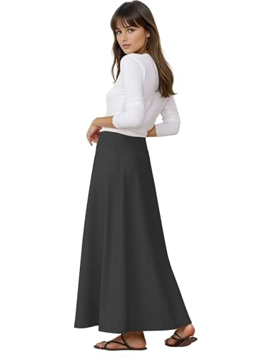 Baby'O Women's Stretch Cotton Knit Panel Maxi A-Line Skirt4