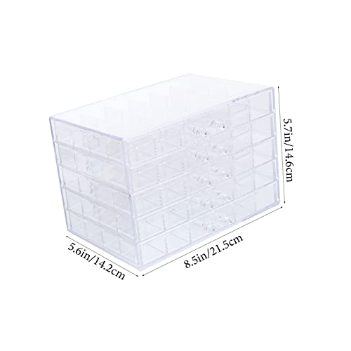 Boîte de rangement nail art transparente à 5 tiroirs et 120 compartiments - 3
