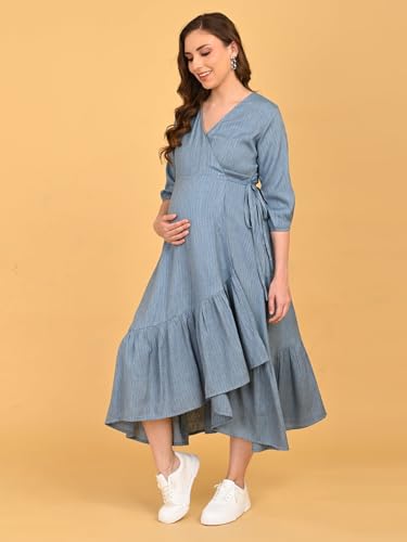 Image of The Mom Store Maternity and Nursing Wrap Dress for New Mom | Pre and Post Pregnancy Wear for Womens | Trendy Stylish Printed Friendly Dresses for Women | Comfortable
