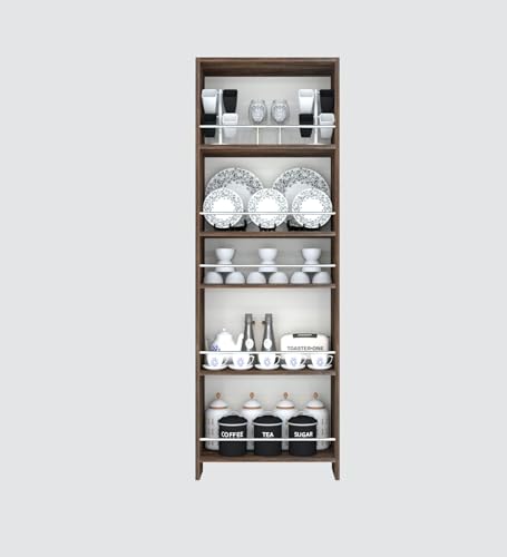 Image of SPECIALITY PANELS Kitchen Cabinet with 5 Open Shelves | Crockery Storage Cabinet | Space Organizer | Termites Resistance | Free Standing Wooden Cupboard for Kitchen Office Home | Walnut Brown Wood