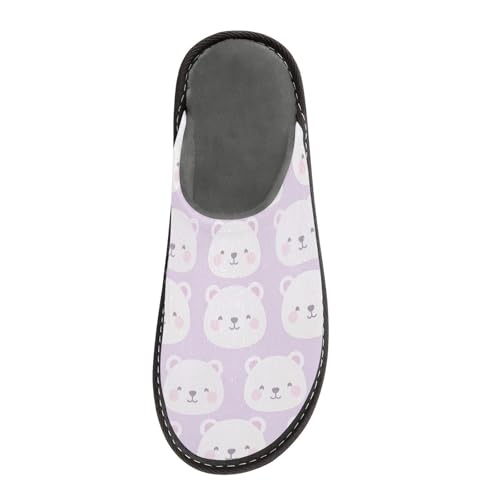 JUNZAN Cartoon Bear Faces Memory Foam Slippers for Women Men House Slippers for Bedroom Indoor2