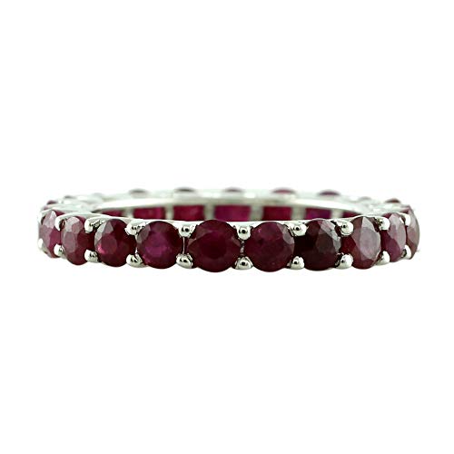 Carillon Eternity Band Thai Ruby Round Shape Natural Gemstone 14K White Gold Ring Stacking Engagement Jewelry For Women #TOP18
