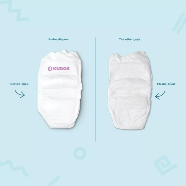 Kudos Chlorine Free Premium Diapers - 100% Cotton-Lined - Size 6, 40 Count