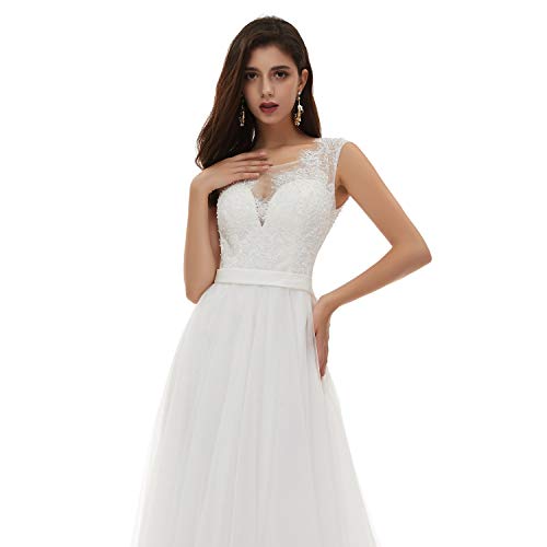 Image of Spaghetti Chiffon Beach Wedding Dress V Neck A line Bridal Gowns Lace Plus Size Wedding Dress