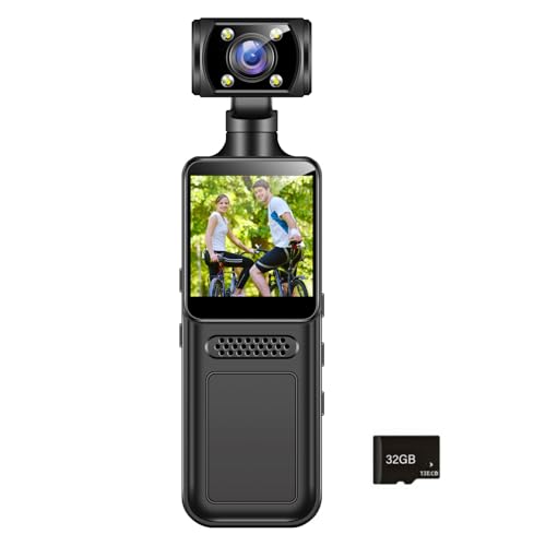 Cámara de bolsillo portátil 4K de mano, giratoria de 180 grados, grabadora de video digital, para ciclismo, deportes, cuerpo deportivo