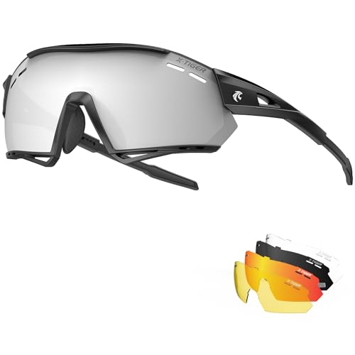 X TIGER Gafas Ciclismo Hombre Polarizadas Gafas Ciclismo con 5 Lentes Intercambiables UV 400