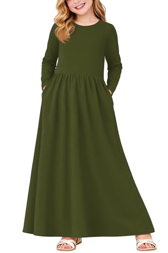 Image of Deerose Girls Maxi Dress Short Sleeve Casual Long Dresses with Pockets 5-14 Years
