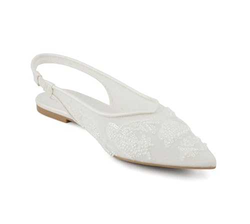 Delicious Victoria ~ Women Pointed Toe Slingback Flat Bridal Dress Pumps4