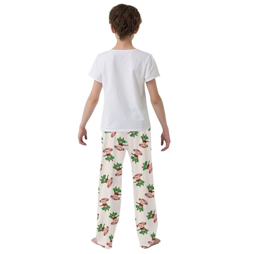 ZZXXB Monkey Dancing Boys Long Pants Soft Trousers Elastic Waist Kids Lounge Bottoms with Pockets S-XL3