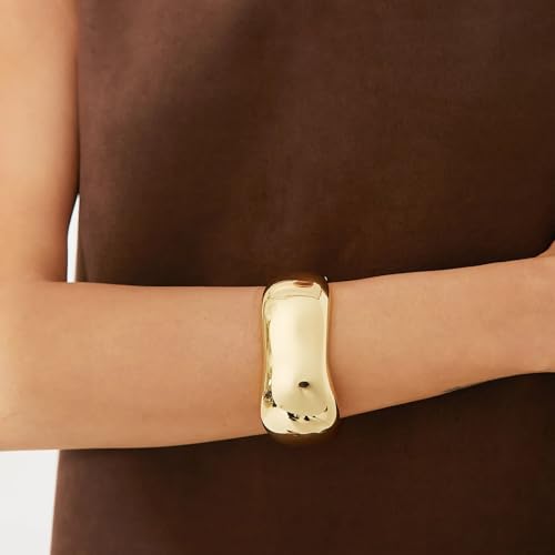 Chunky Gold/Silver Bangle Bracelets for Women Thick Arm Cuff Bangle Bracelet Wrist Wrap Bracelet Jewelry3