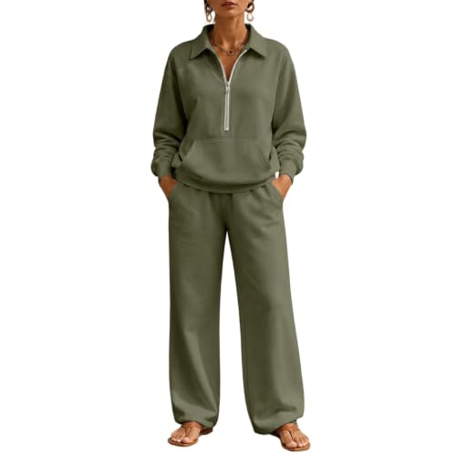 Sweatsuits For Women Half Zip Elastic Cuff Soft Athleisure Outfit Fall Days - image 1