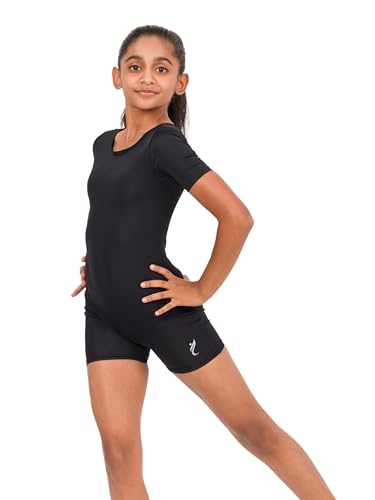Image of IKAANYA Girls Unitard or Biketard for Gymnastics, Dance, Acrobatics or Swimming (Ages 3-15)