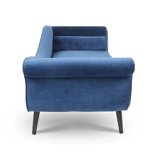 Image of 2 Seater Rosewood Chaise Lounge Couch Sofa with Velvet Fabric for Living Room, Bedroom & Office