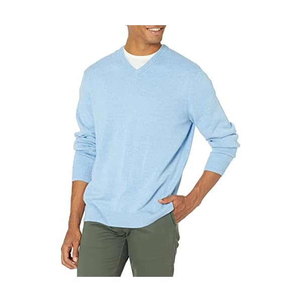 Amazon Essentials Men's V-Neck Sweater, Light Blue Heather, XX-Large