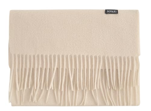 Bovari Kaschmir Schal Damen – 100% Kaschmir/Cashmere – Premium Qualität – 180 x 31 cm - viele Farben (Creme/Hell-beige)