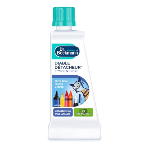 Dr. Beckmann - Liquide, Diable Détacheur Stylos & Encre 50 ml - Détachant spécifique Non parfumé pour taches de feutre, fluo, crayon - Solvants spéciaux pour couleurs - x3