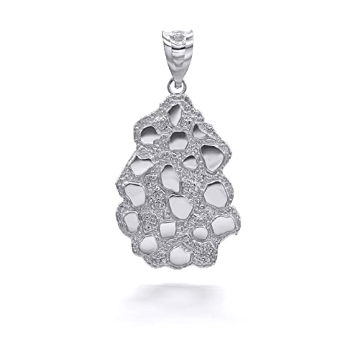 Claddagh Gold Textured 925 Sterling Silver Nugget Style Pendant Necklace with Rolo Chain and Pendant only