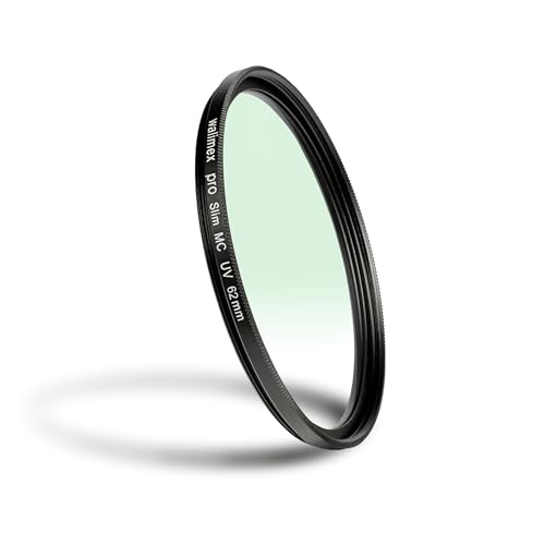 Walimex pro UV-Filter Slim MC 62mm - Schutz vor UV-Strahlen und Verschmutzung, Hochwertige Mehrschichtvergütung, mit äußerst dünner, gering auftragender Metallfassung, Inkl. Schutzhülle