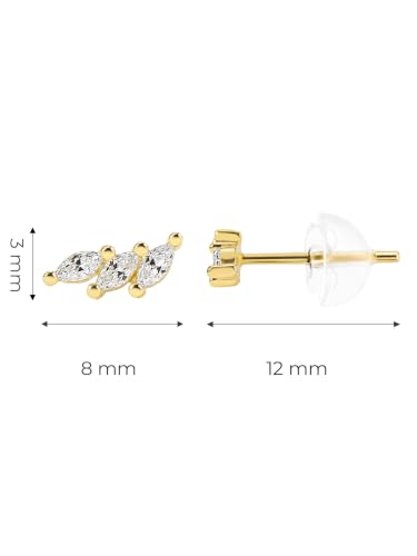 Image of S925 Sterling Silver Earrings, Hypoallergenic Stud for Women & Men | Minimalist Dainty Design, Solid 925 Sterling Silver or with 18K Gold Plate, Daily /Party Wear, Birthday Gift, Silver or Gold