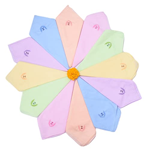 Image of ANTONIA Personalized Cotton Women's Handkerchiefs with Embroidered Initials, Assorted Colours (33 cm x 33 cm)