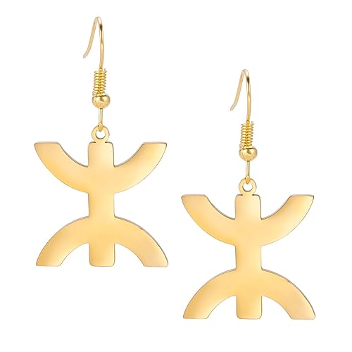 TEAMER Collier en acier inoxydable symbolisant l'Afrique et les Berbères Amazigh ⵣ Letter Ethnic Amulet Bracelet Bague Berbère Boucle d'oreille Bijoux...