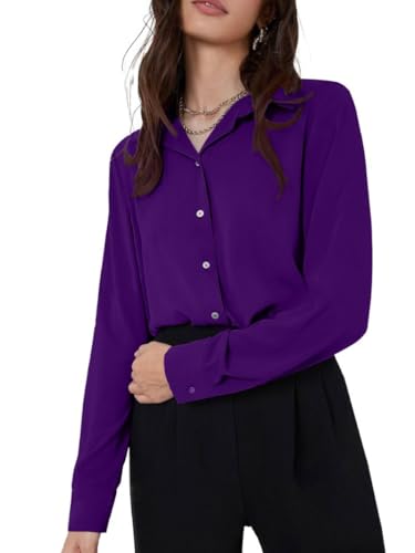 Image of GRECIILOOKS Women's Oversized Fit Rayon Crop Top Shirt | Comfortable Rich Korean Button Down | Workwear Top for Office & Casual Outfit