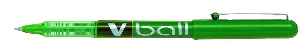 PILOT V Ball VB5 Pack of 3 Liquid Ink Rollerball Pens Fine Metal Tip Green