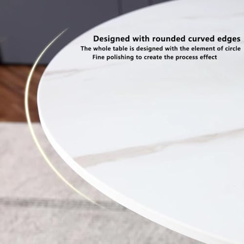 Table de cuisine ronde de 70 cm en marbre et table de dîner moderne avec base métal