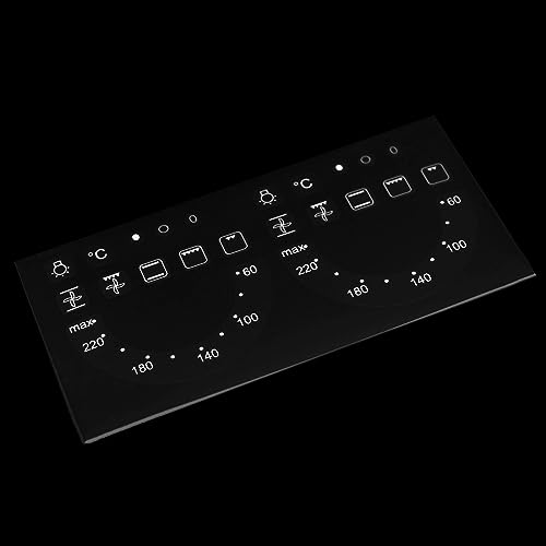 HALLMERS 2X 60-220/Max Degree Celcius Clockwise Temp Dial + 20 Oven Symbols Decal Control Panel Labels (White Print Clear Adhesive) Replacement Temperature Sticker Electric Grill Fan Knob