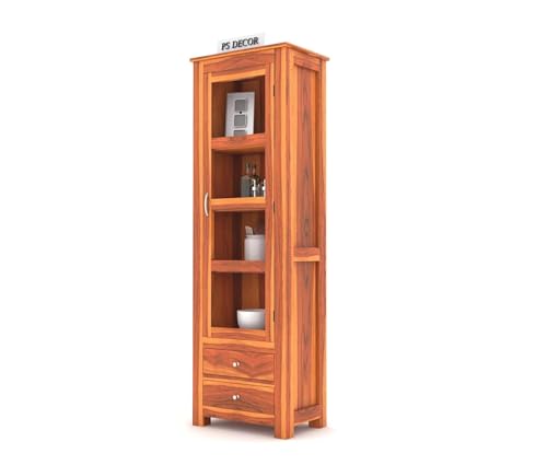 Image of Furniture Sheesham Wood Crockery Cabinet || Kitchen Cabinet || Display Cabinet | Bookshelf || Wooden Storage Cabinet ||(Honey Finish)