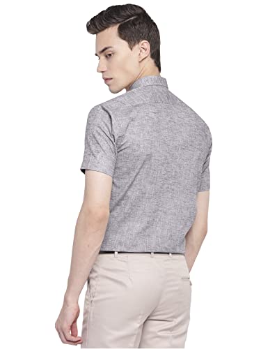 Image of GHPC Cotton Linen Plain Solid Half Sleeves Regular Fit Formal Shirt for Men
