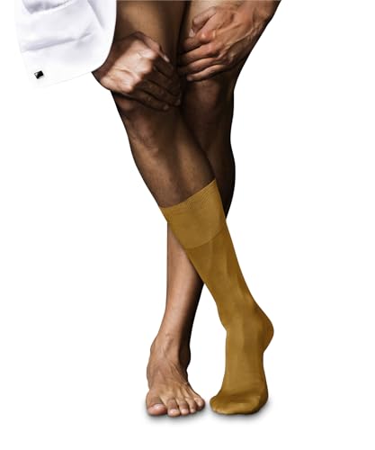 FALKE No. 9 M So algodón fil d'Écosse lisos 1 par, Calcetines Hombre, Amarillo Amber 1851, 41-42