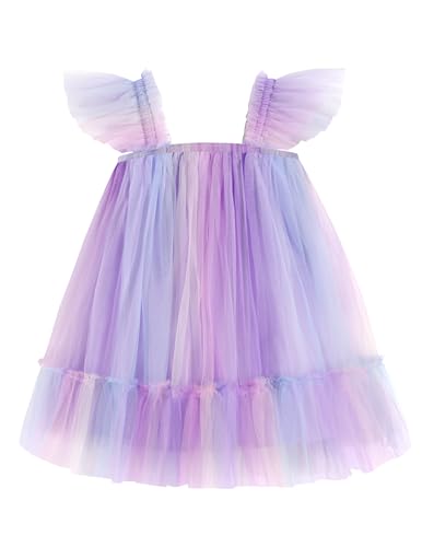 Image of Arshiner Toddler Tulle Dress for Girls Layered Tutu Ruffle Dresses Swing Twirly Fairy Summer Birthday Party Wedding Sundress