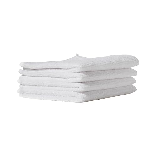 Furniture Clinic White Microfibre Cloths (4 Pack) - Streak & Lint Free Multipurpose Cleaning Cloths - Absorbent Reusable & Washable - Use on Glass Surfaces - For Furniture Kitchen & Car - 25 x 20cm