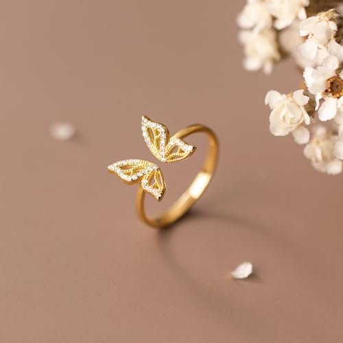 Bague d'anniversaire et demande mariage : bague papillon argent 925 - 2