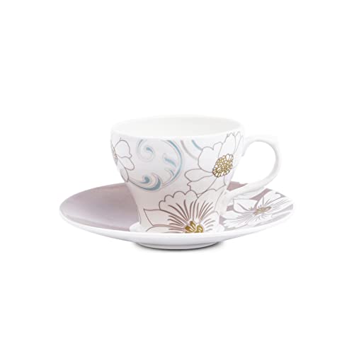 Image of Dandy Lines Liza Jodhpur Tea Cups Mugs, Bone China, Pack of 12, Microwave & Dishwasher Safe, Great for Home Use & Gifting