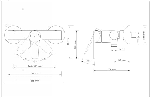Lenz Brausearmatur MOLA in schwarz-matt – hochwertige und moderne Brausearmatur – mit Anti-Fingerabdruck Oberfläche & hochwertiger Markenmischdüse – 46030251