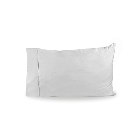 Image of LINENWALAS Solid 300 TC 100% Pure Cotton Percale Fitted Sheet for Single Bed Size Bedding with Pillow Cover for Bedroom with Elastic Deep Pocket (36x78 inch, White), queen