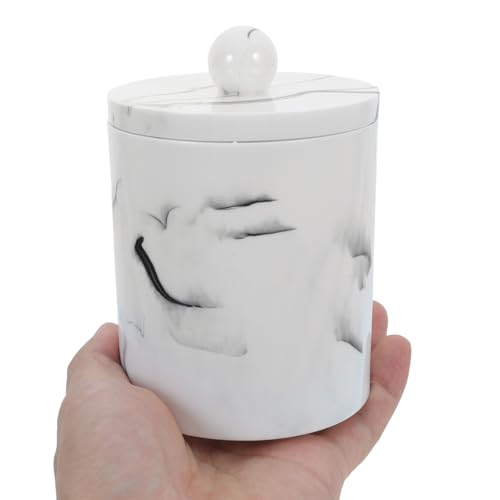 Caja de mármol Yardwe para bastoncillos de algodón y cosméticos 5