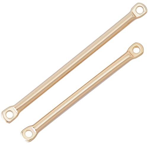 Beebeecraft 40Pcs Bar Links Connectors 18K Gold Plated Brass 2 Size Rod Column Connector Charms With 2 Hole For Bracelet Necklace Jewelry Making Findings Supplies