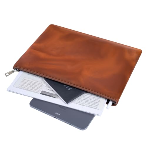 GZRHKJ Genuine Leather A4 File Folder for Document, Leather 