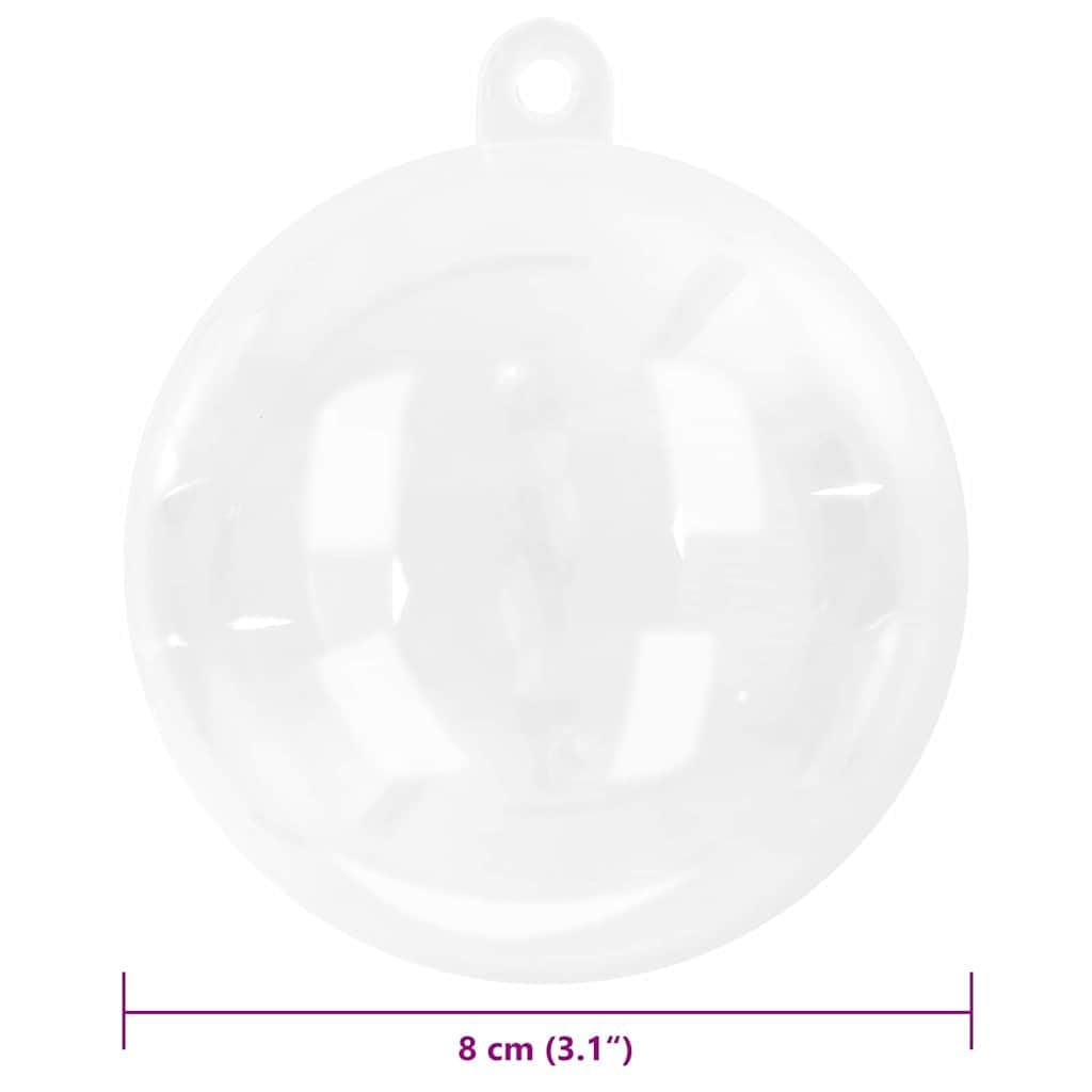 Weihnachtskugel-Set 25 Stück Transparent Ø 8 cm Kunststoff Weihnachtsbaumschmuck Christbaumschmuck Baumschmuck Anhänger Ornamente Weihnachtsdeko für Tannenbaum Schmücken Dekorieren