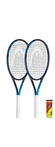 HEAD Ti. Instinct Comp Graphite Tennis Racket x 2 with Protective Covers and 3 Tennis Balls