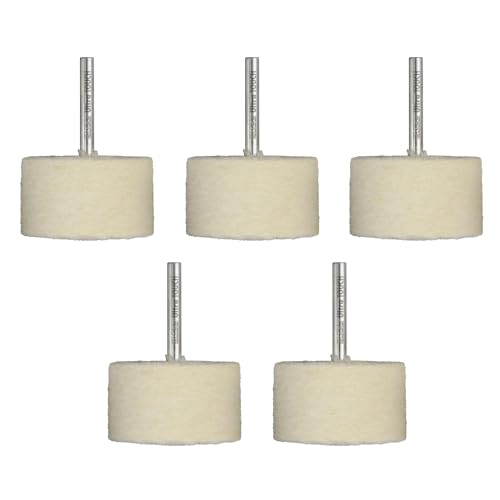 Image of Ultra Touch Felt Mop Wheel | 1 /4 inch Shank | Suitable for Polishing | Can be used with Drill Machine /Die Grinder | Metal Working | White | Pack of 5 (50 x 25mm)