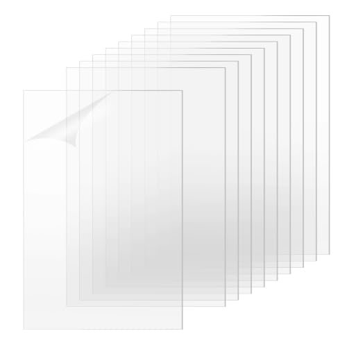 Image of TKOnline 10 PCS Plexiglass Sheets, 8 inch x 12 inch x 0.02 Clear PET Sheet Panels, Clear Acrylic Plastic Sheet for Picture Frame, Invitations, Poster Frames Plastic Board