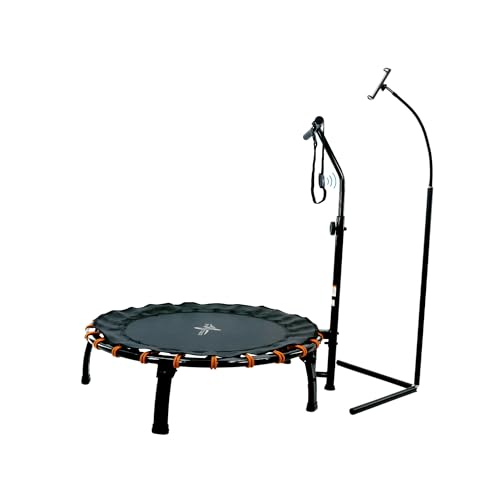 Skyfitness Rebounder Fitness Trampoline, Adjustable Handle, Phone Holding Stand Included, Heavy Duty, Quiet Bungee
